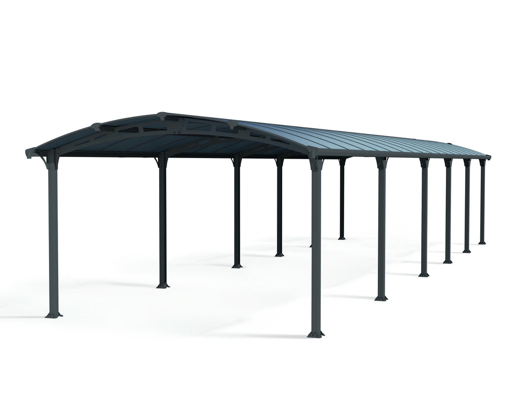 Palram-Canopia Arcadia 12700 12' x 42' Carport - Gray/Gray-HG9123-Garage Giant