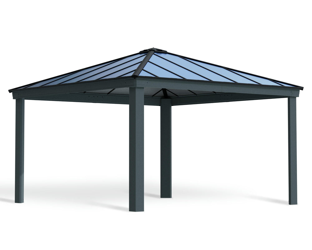 Palram-Canopia Dallas 14' x 14' Gazebo - Gray/Gray-HG9155-Garage Giant