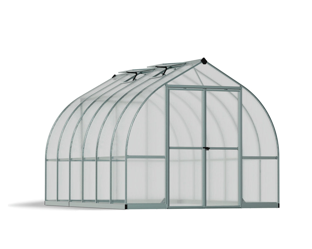 Palram-Canopia Bella 8' x 12' Hobby Greenhouse Kit (Silver)-HG5412-Garage Giant