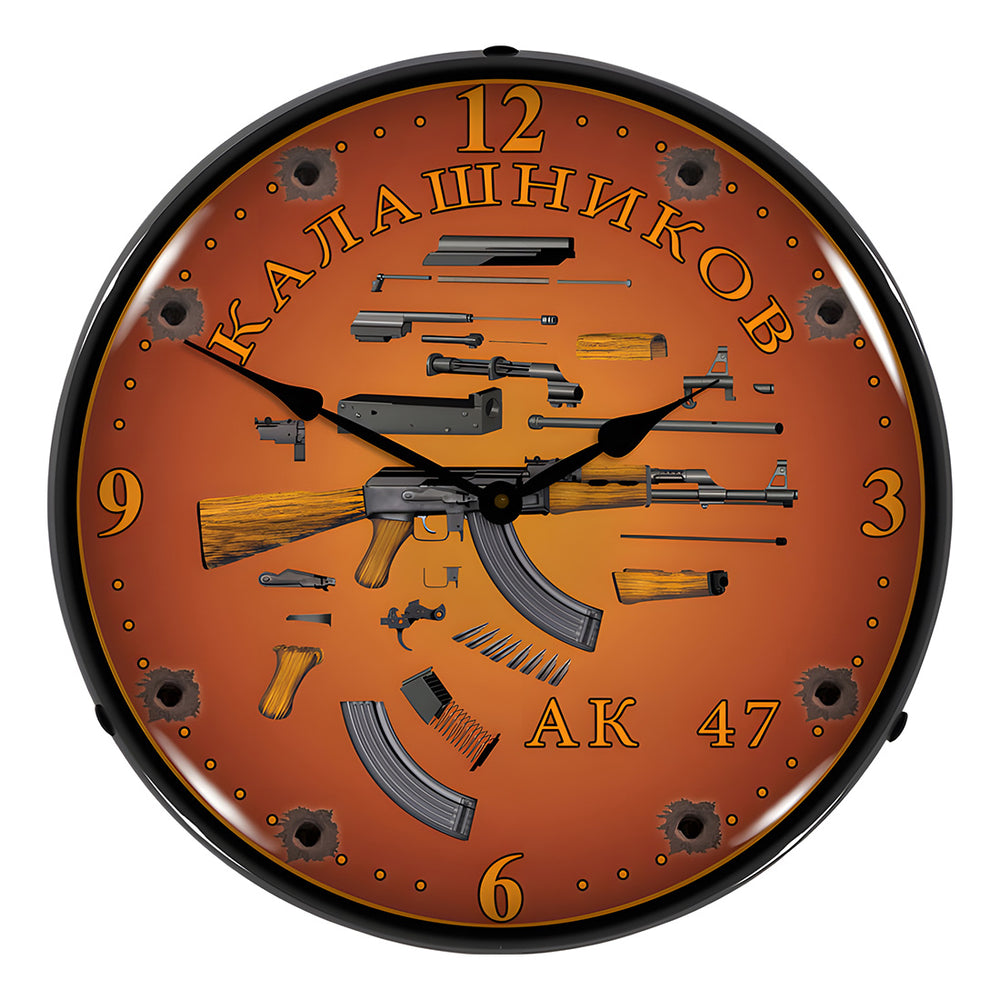 Collectable Sign and Clock AK 47 Backlit Wall Clock-RE1207383-Garage Giant