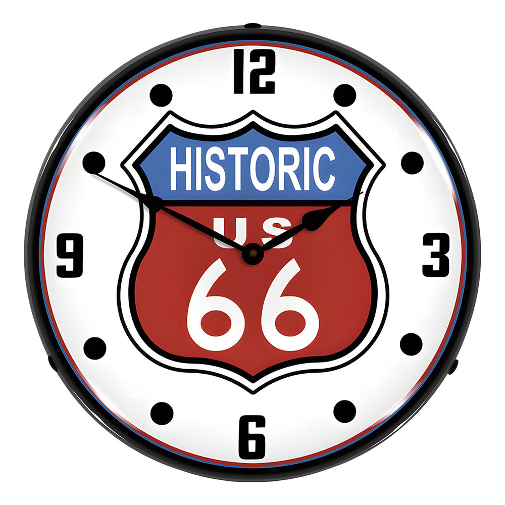 Collectable Sign and Clock Historic Route 66 Backlit Wall Clock-RE1405514-Garage Giant