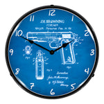 Collectable Sign and Clock Colt 1911 Patent Blueprint Backlit Wall Clock-RE1507608-Garage Giant 