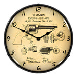 Collectable Sign and Clock Colt Peacemaker Patent Blueprint Backlit Wall Clock-RE1507609-Garage Giant 