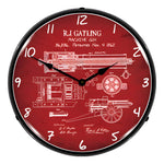 Collectable Sign and Clock Gatling Gun Patent Blueprint Backlit Wall Clock-RE1507610-Garage Giant 