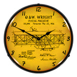 Collectable Sign and Clock 1906 Wright Flyer Patent Blueprint Backlit Wall Clock-RE1508614-Garage Giant 