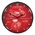 Collectable Sign and Clock 1941 Indian Motorcycle Patent Blueprint Backlit Wall Clock-RE1508616-Garage Giant 