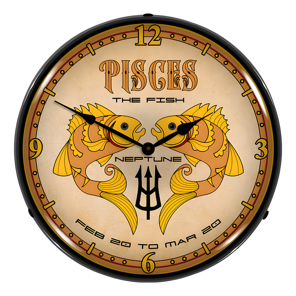 Collectable Sign and Clock Pisces Backlit Wall Clock-S21G12091247-Garage Giant