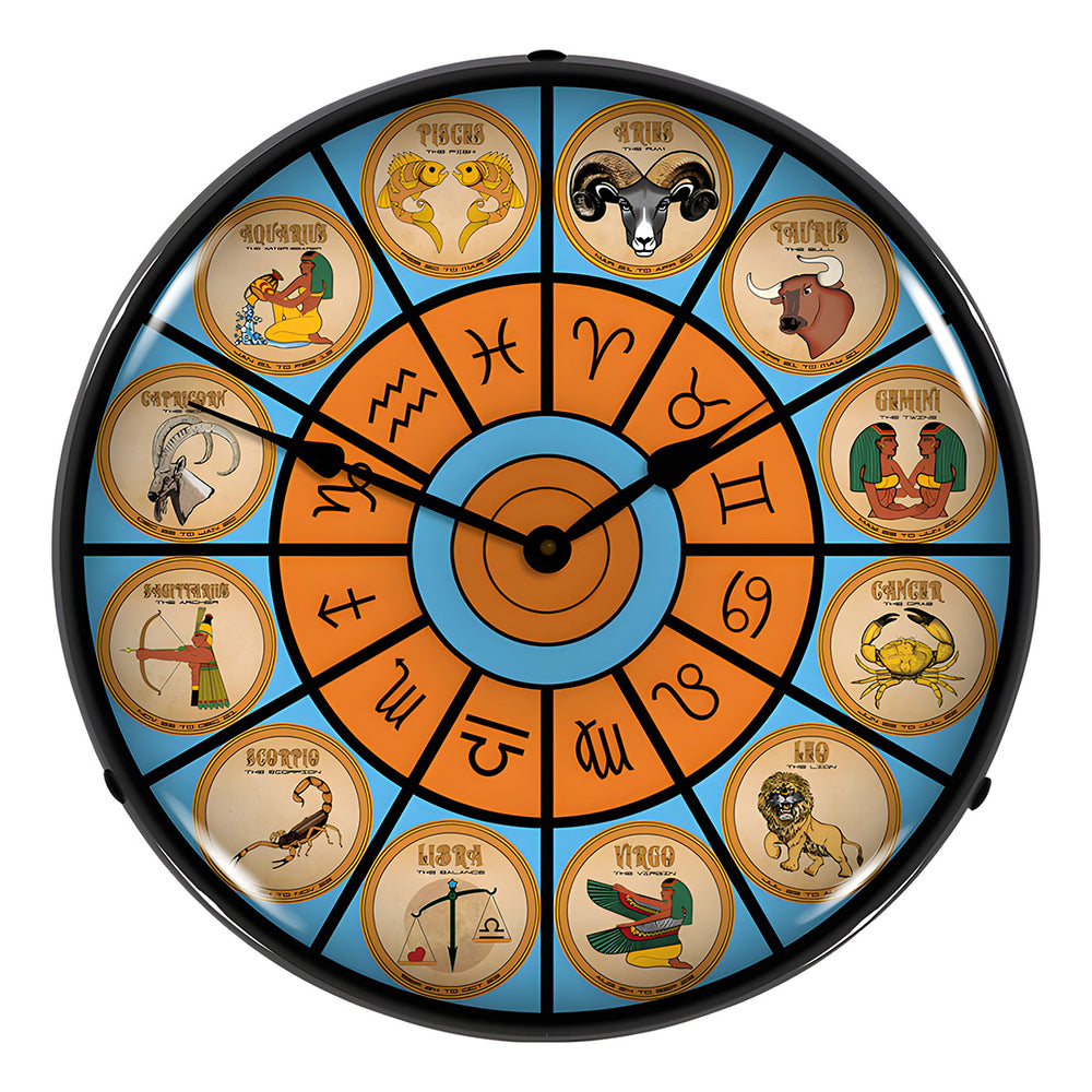 Collectable Sign and Clock Zodiac Chart Backlit Wall Clock