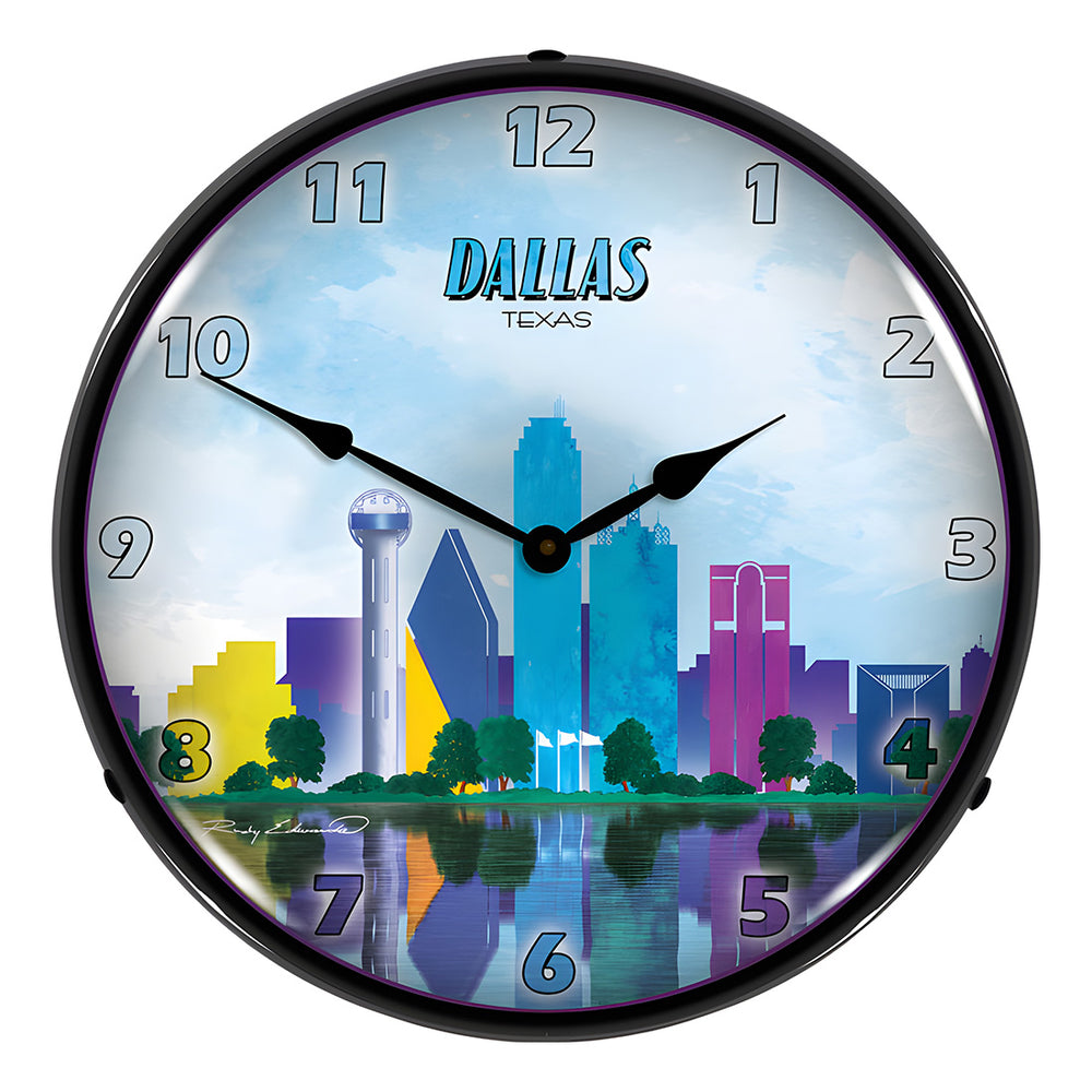 Collectable Sign and Clock Dallas Skyline Backlit Wall Clock-S21G22011157-Garage Giant