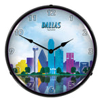 Collectable Sign and Clock Dallas Skyline Backlit Wall Clock-S21G22011157-Garage Giant 