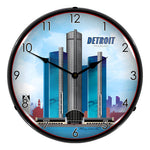 Collectable Sign and Clock Detroit Skyline Backlit Wall Clock-S21G22011159-Garage Giant 