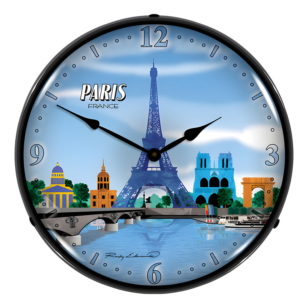 Collectable Sign and Clock Paris Skyline Backlit Wall Clock-S21G22011165-Garage Giant