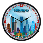 Collectable Sign and Clock Philadelphia Skyline Backlit Wall Clock-S21G22011166-Garage Giant 