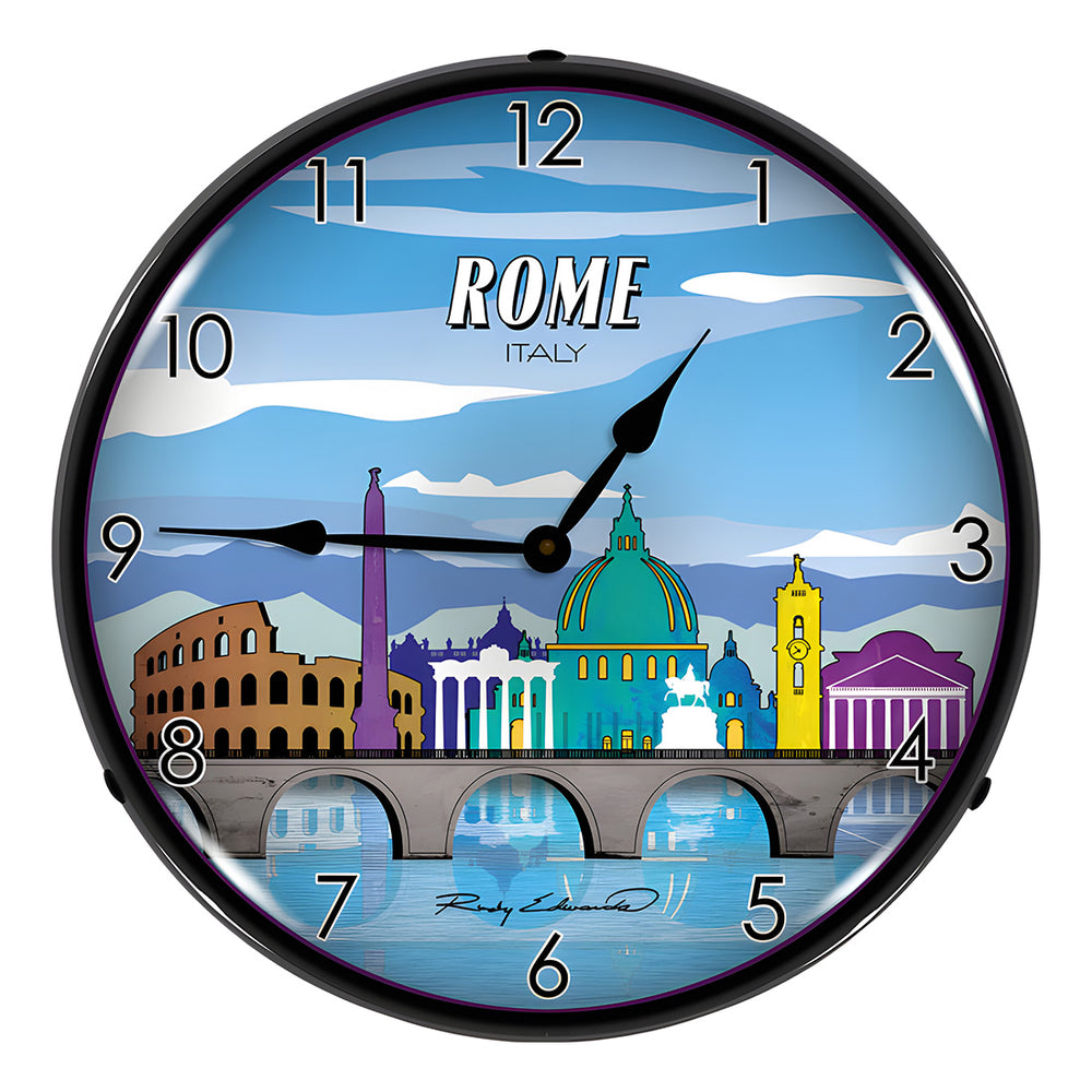 Collectable Sign and Clock Rome Skyline Backlit Wall Clock-S21G22011168-Garage Giant