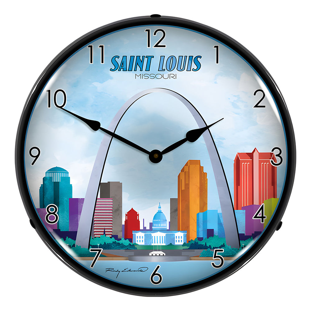 Collectable Sign and Clock Saint Louis Skyline Backlit Wall Clock-S21G22011169-Garage Giant