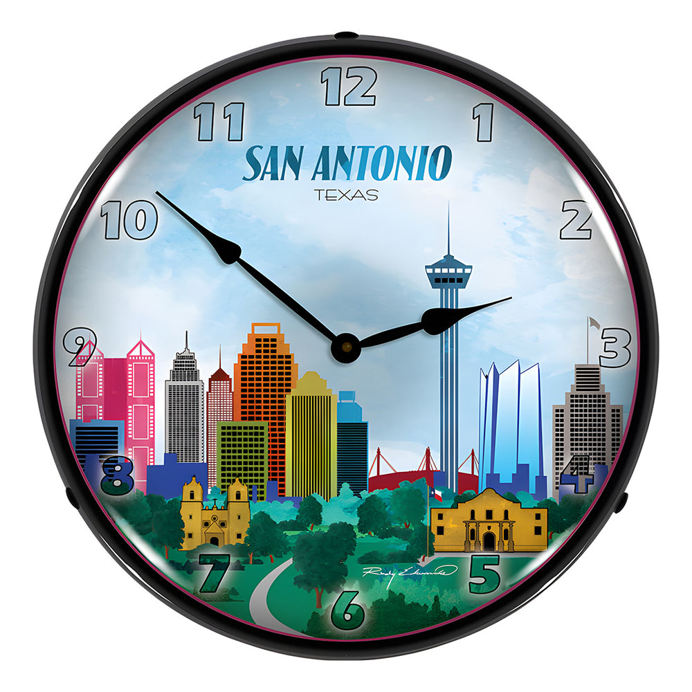San Antonio Skyline Backlit Wall Clock - Thumbnail 3