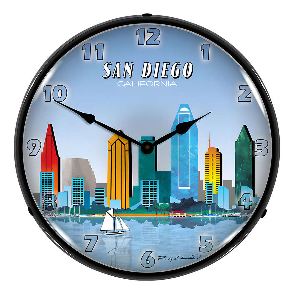 Collectable Sign and Clock San Diego Skyline Backlit Wall Clock-S21G22011171-Garage Giant