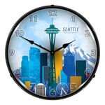Collectable Sign and Clock Seattle Skyline Backlit Wall Clock-S21G22011173-Garage Giant 