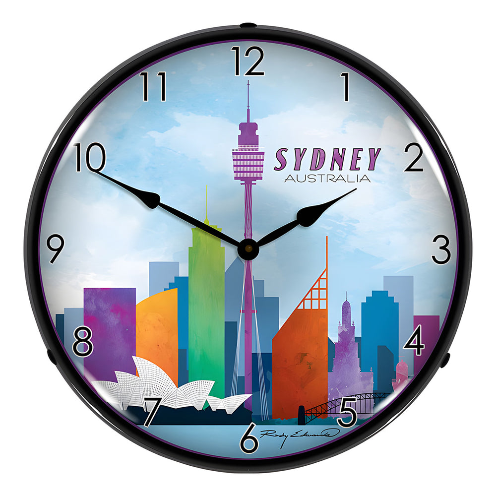 Collectable Sign and Clock Sydney Skyline Backlit Wall Clock