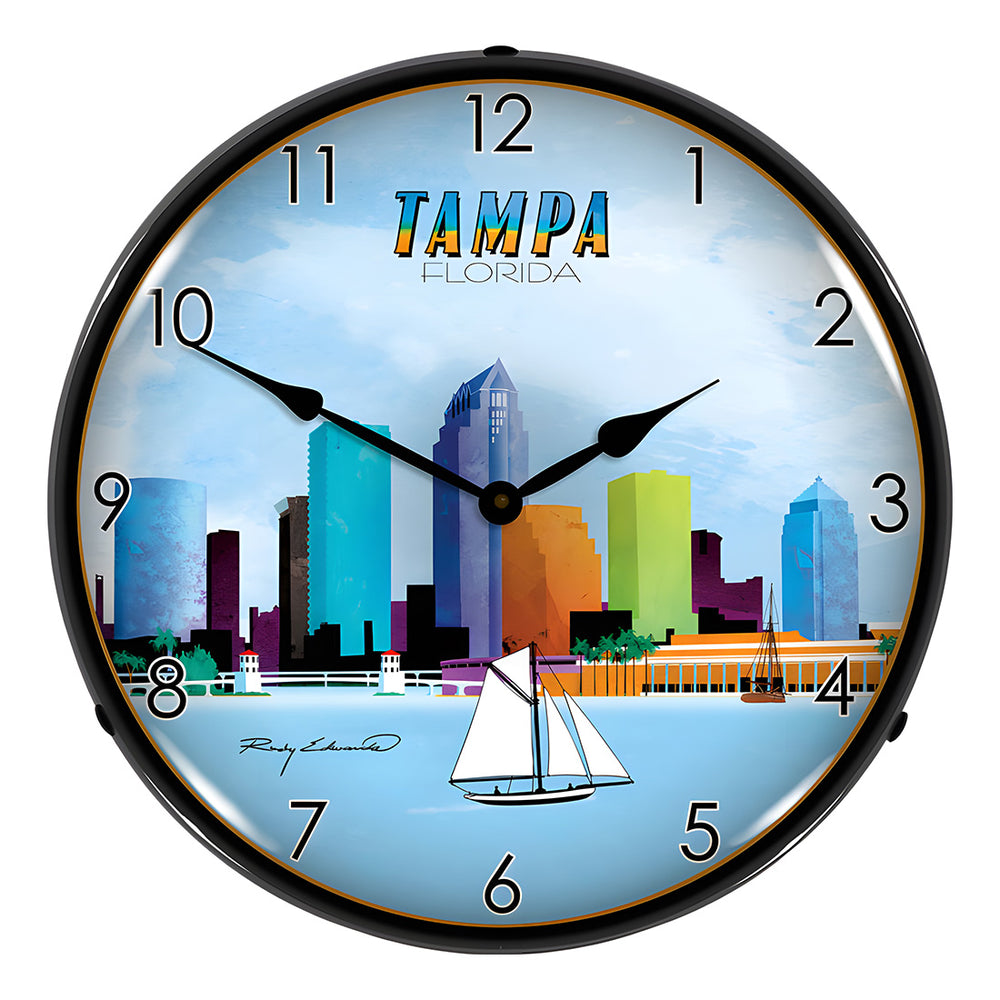 Collectable Sign and Clock Tampa Skyline Backlit Wall Clock-S21G22011175-Garage Giant