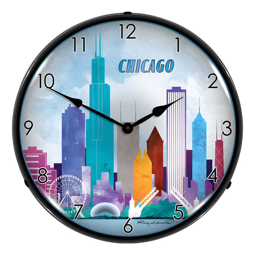 Collectable Sign and Clock Chicago Skyline Backlit Wall Clock-S21G22011256-Garage Giant