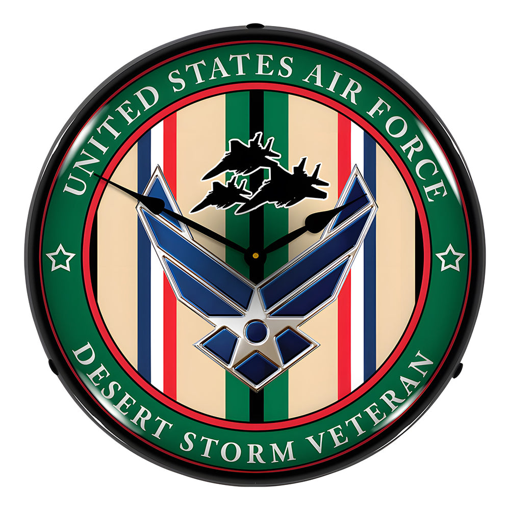 Collectable Sign and Clock Air Force Veteran Operation Desert Storm Backlit Wall Clock-S21G22021257-Garage Giant