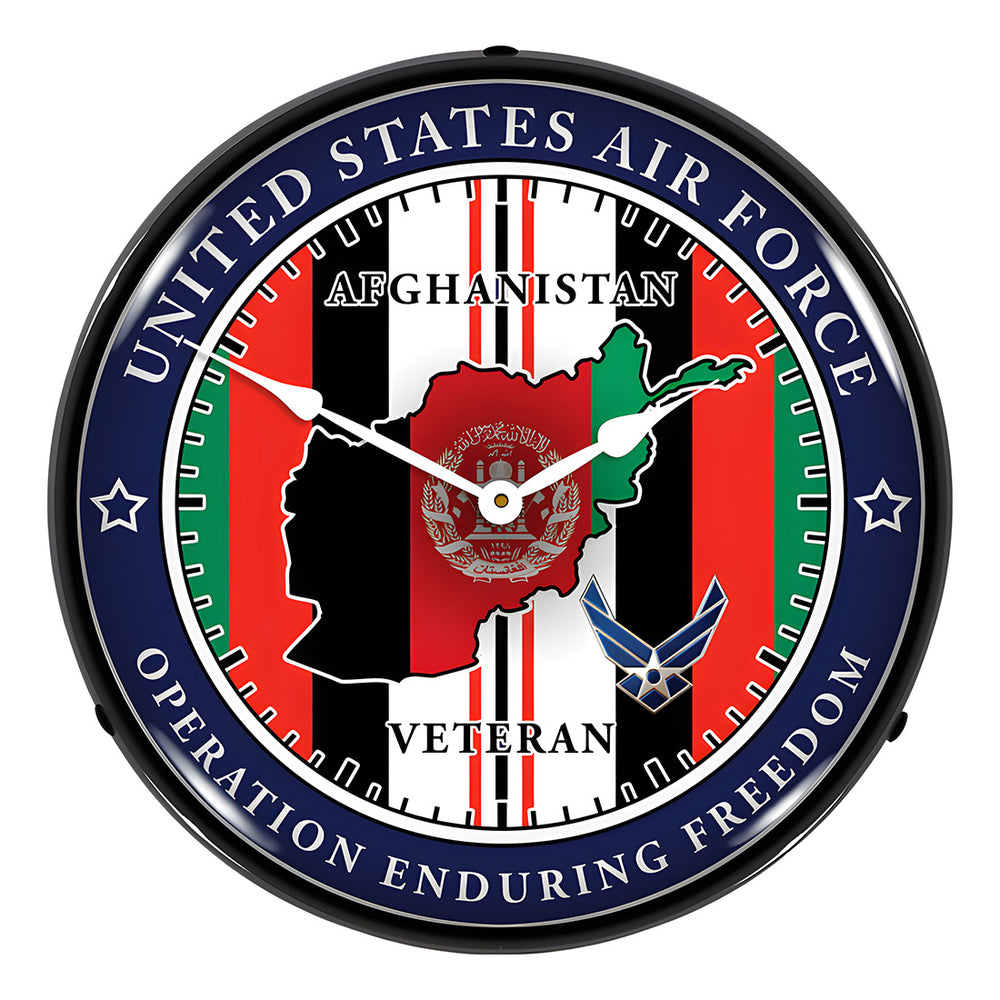 Collectable Sign and Clock Air Force Veteran Operation Enduring Freedom Backlit Wall Clock-S21G22021258-Garage Giant