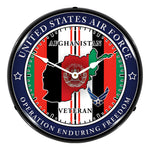 Collectable Sign and Clock Air Force Veteran Operation Enduring Freedom Backlit Wall Clock-S21G22021258-Garage Giant 