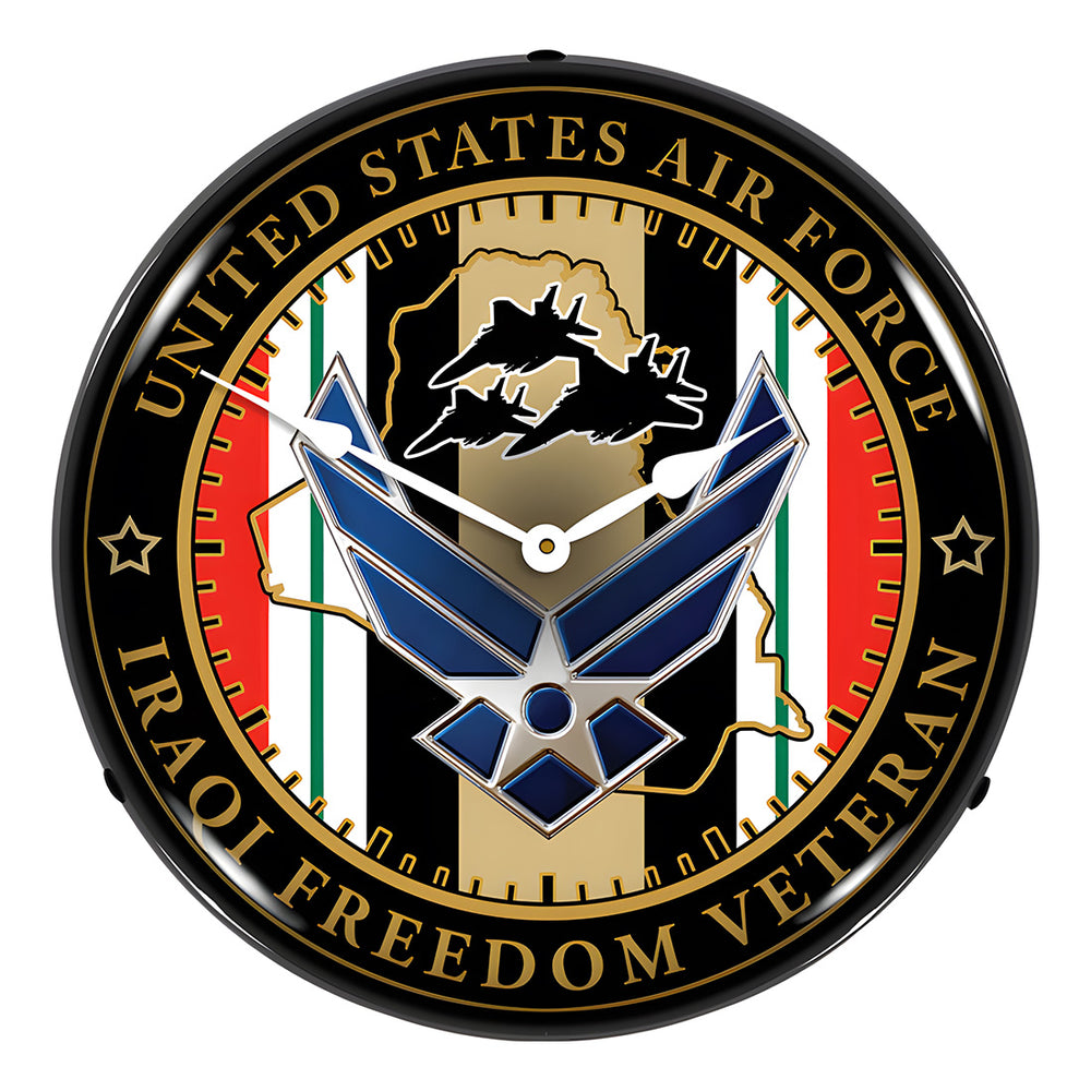 Collectable Sign and Clock Air Force Veteran Operation Iraqi Freedom Backlit Wall Clock-S21G22021259-Garage Giant