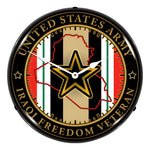 Collectable Sign and Clock Army Veteran Operation Iraqi Freedom Backlit Wall Clock-S21G22021264-Garage Giant 