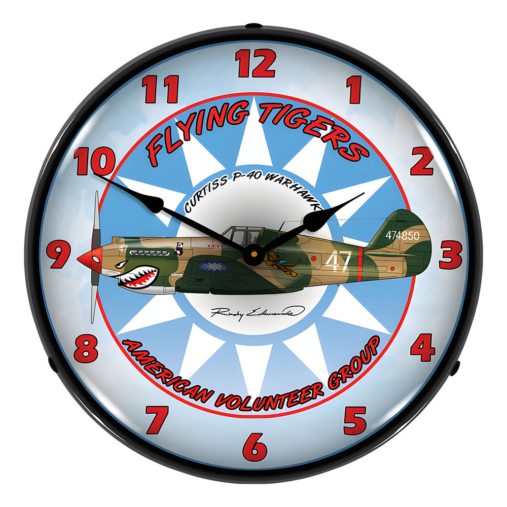 Collectable Sign and Clock Flying Tigers Backlit Wall Clock-S21G22021268-Garage Giant