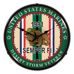 Collectable Sign and Clock Marine Veteran Operation Desert Storm Backlit Wall Clock-S21G22021270-Garage Giant 