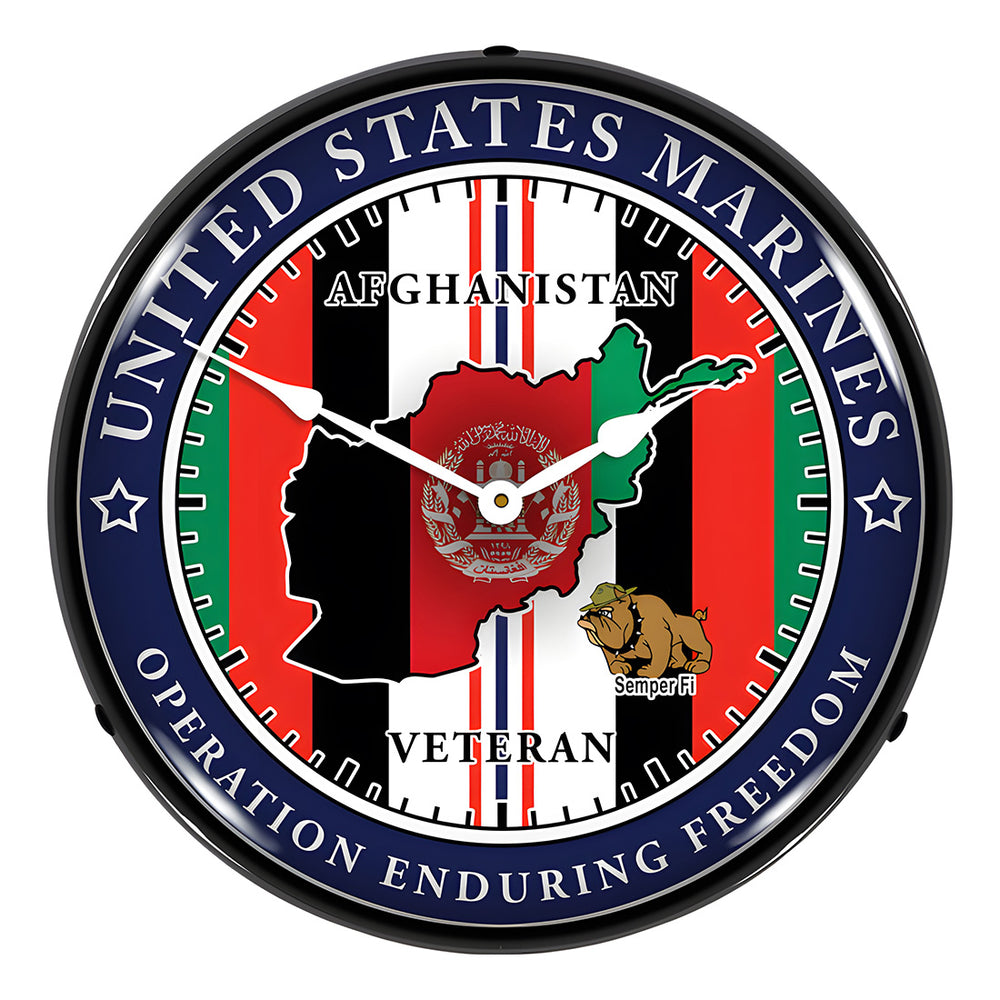 Collectable Sign and Clock Marine Veteran Operation Enduring Freedom Backlit Wall Clock-S21G22021271-Garage Giant