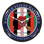 Collectable Sign and Clock Marine Veteran Operation Enduring Freedom Backlit Wall Clock-S21G22021271-Garage Giant 