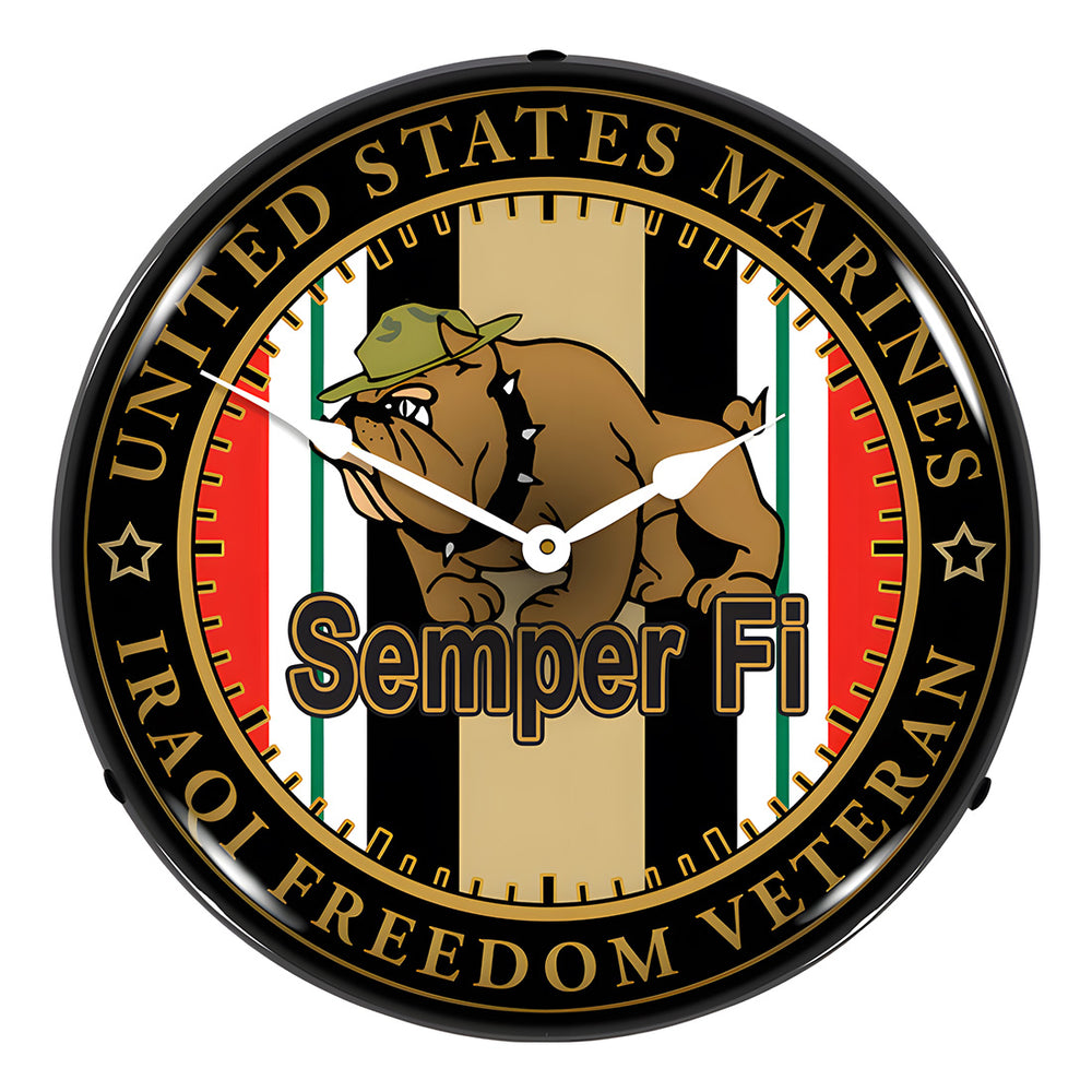 Collectable Sign and Clock Marine Veteran Operation Iraqi Freedom Backlit Wall Clock-S21G22021272-Garage Giant