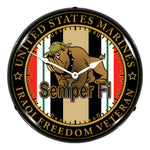 Collectable Sign and Clock Marine Veteran Operation Iraqi Freedom Backlit Wall Clock-S21G22021272-Garage Giant 