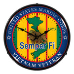 Collectable Sign and Clock Marine Vietnam Veteran Backlit Wall Clock-S21G22021273-Garage Giant 