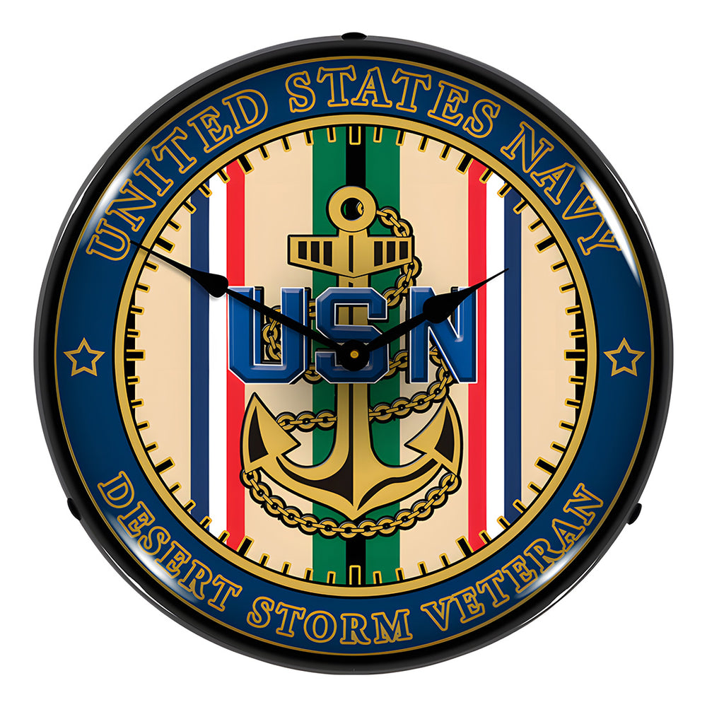 Collectable Sign and Clock Navy Veteran Operation Desert Storm Backlit Wall Clock-S21G22021275-Garage Giant
