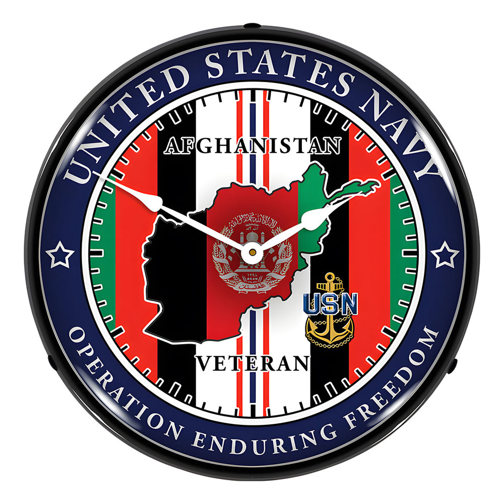 Collectable Sign and Clock Navy Veteran Operation Enduring Freedom Backlit Wall Clock-S21G22021276-Garage Giant