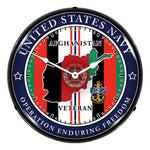 Collectable Sign and Clock Navy Veteran Operation Enduring Freedom Backlit Wall Clock-S21G22021276-Garage Giant 