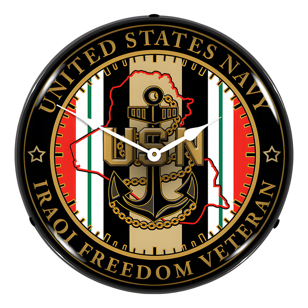 Collectable Sign and Clock Navy Veteran Operation Iraqi Freedom Backlit Wall Clock-S21G22021277-Garage Giant