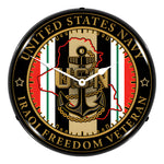 Collectable Sign and Clock Navy Veteran Operation Iraqi Freedom Backlit Wall Clock-S21G22021277-Garage Giant 
