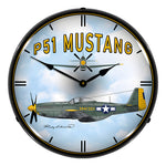 Collectable Sign and Clock P51 Mustang Backlit Wall Clock-S21G22021279-Garage Giant 