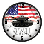 Collectable Sign and Clock WWII Patton Tank Backlit Wall Clock-S21G22021281-Garage Giant 