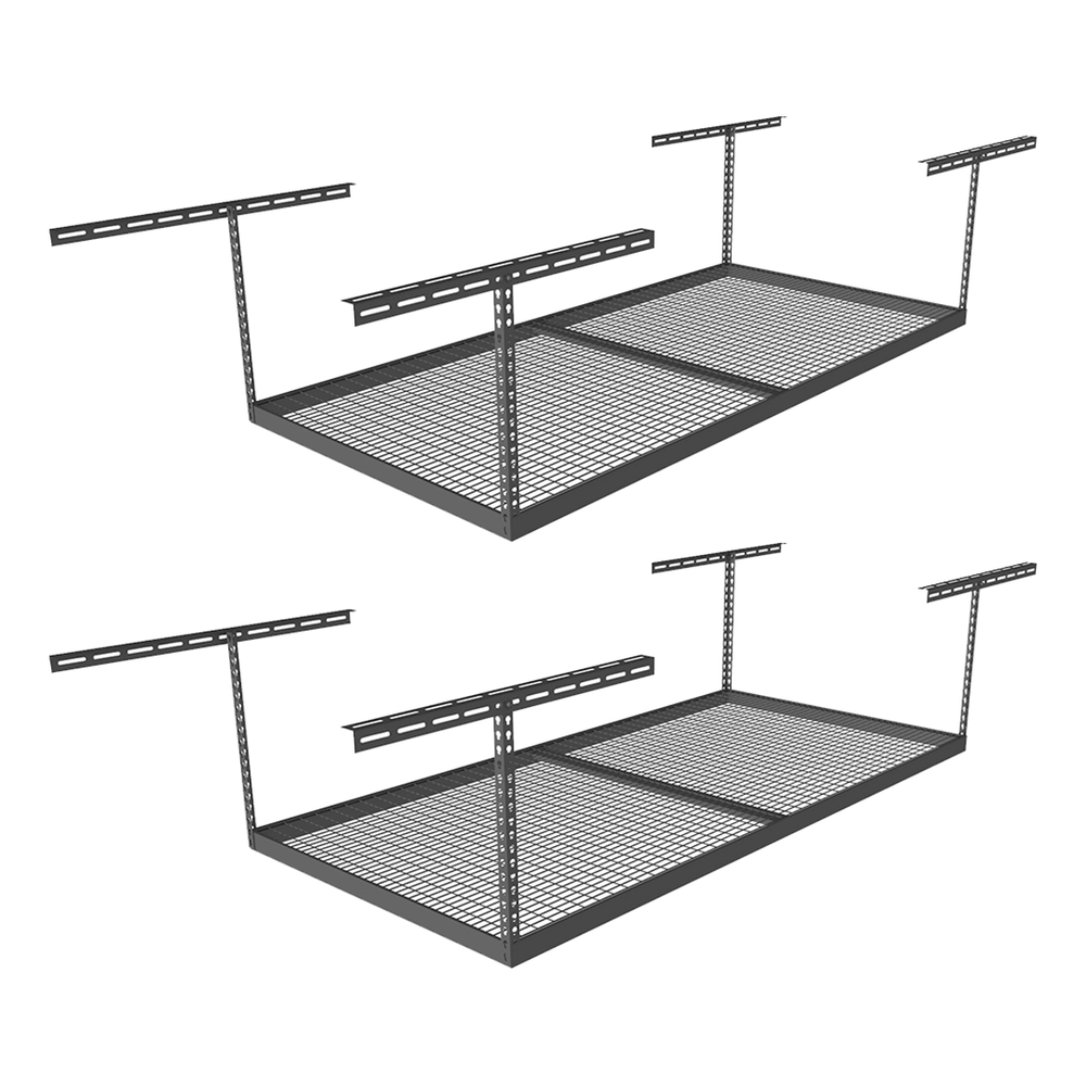 SafeRacks Two 4' x 8' Overhead Storage Rack with 12-24-Inch Drop (Hammertone)-SB-48PK-H-Pack-12-Combo-Garage Giant