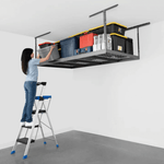SafeRacks 4' x 8' Overhead Storage Rack with 12-24-Inch Drop (Hammertone)-SB-48PK-H-Pack-12-Garage Giant 