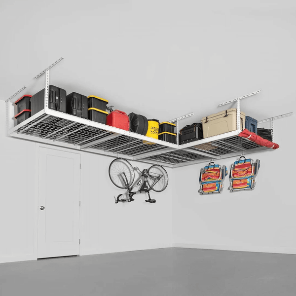 SafeRacks Two 4' x 8' Overhead Storage Rack with 24-45-Inch Drop (White ...