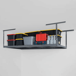 SafeRacks 4' x 8' Overhead Storage Rack with 12-24-Inch Drop and 5 Red Bins (Hammertone)-SB-48PKBR-H-Pack-12-Garage Giant 