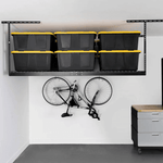 SafeRacks 4' x 8' Overhead Storage Rack with 24-45-Inch Drop and 5 Yellow Bins (Hammertone)-SB-48PKBY-H-Pack-24-Garage Giant 