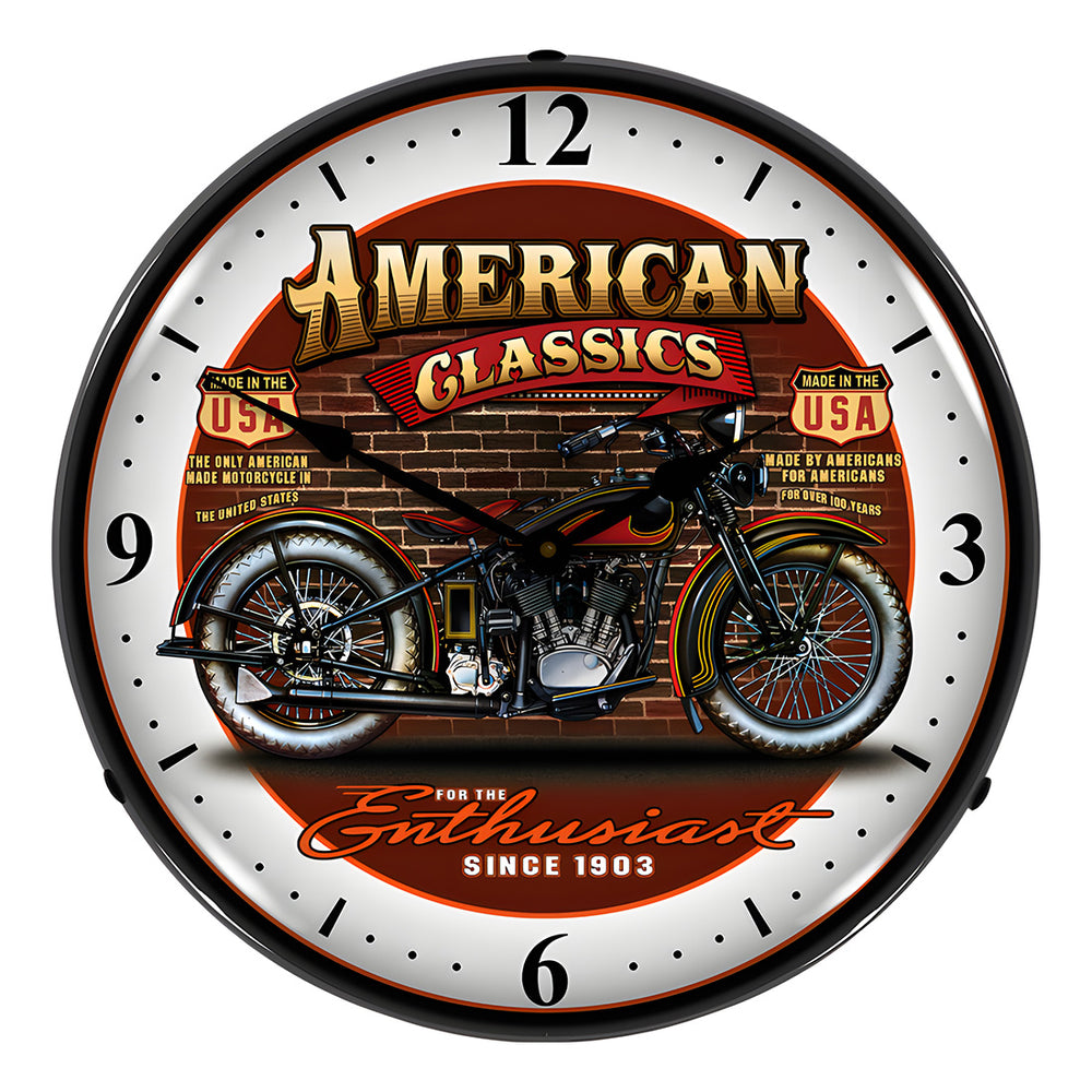 Collectable Sign and Clock American Classic Bike Backlit Wall Clock-SM1103302-Garage Giant
